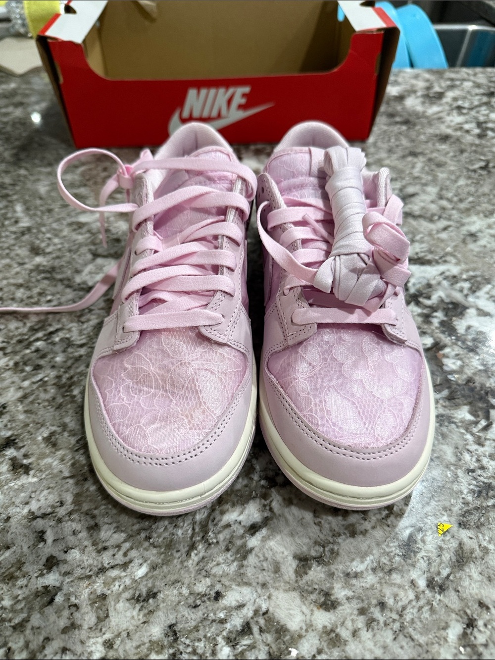 Nike Dunk Low Women’s Light Pink Lace-Overlay Low Top Sneakers